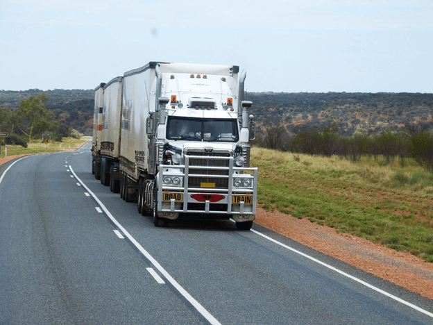 A transport truck on the highway